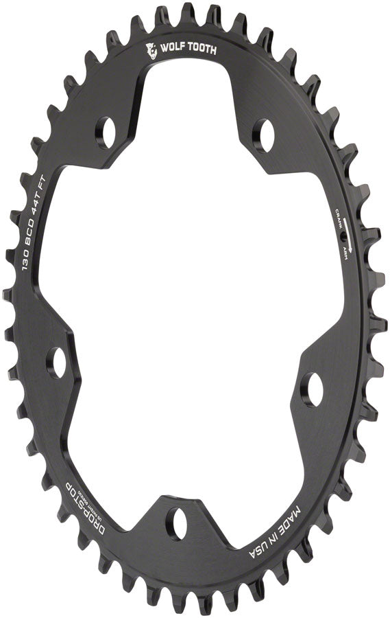Load image into Gallery viewer, Wolf Tooth 130 BCD Road Cyclocross Chainring - 44t 130 BCD 5-Bolt Drop-Stop B 10/11/12-Speed Eagle Flattop Compatible BLK

