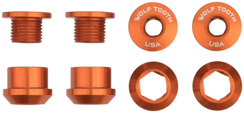 Load image into Gallery viewer, Wolf Tooth 1x Chainring Bolt Set - 6mm Dual Hex Fittings Set/4 Orange
