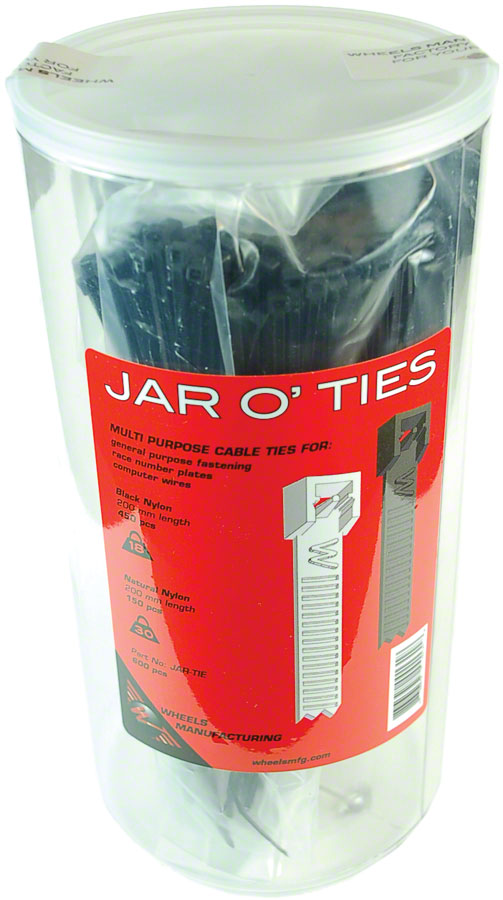 Wheels Manufacturing Zip Ties - Black 200 x 2.5mm 600ct Jar