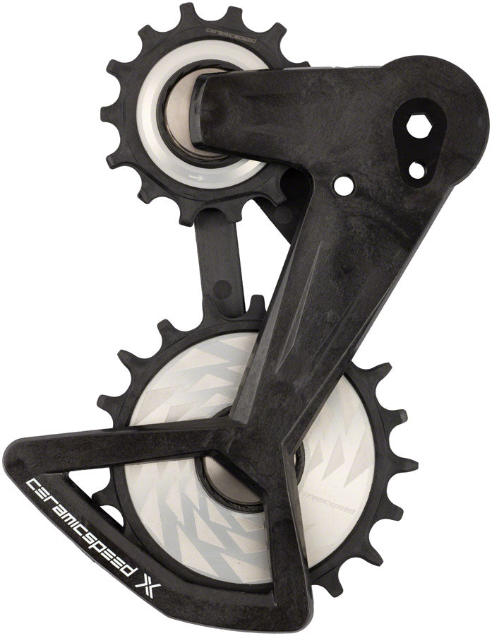 Load image into Gallery viewer, Ceramic Speed OSPW X Pulley Wheel System - For SRAM Eagle T-Type AXS Rear Derailleur BLK Cage Silver Pulley Wheels

