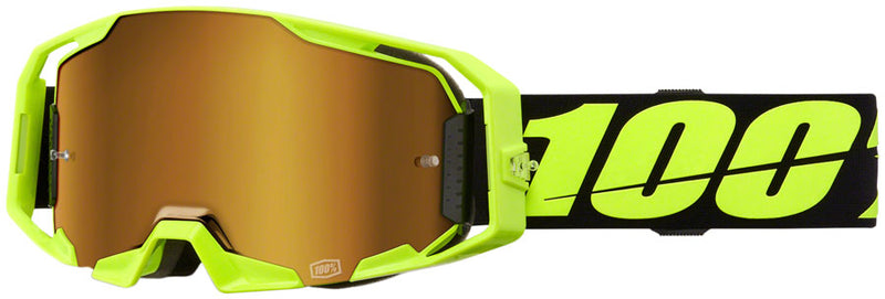 Load image into Gallery viewer, 100% ARmatic Goggles - Black/Neon Yellow Mirror True Gold Lens

