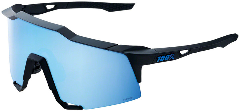 Load image into Gallery viewer, 100% Speedcraft Sunglasses - Matte Black HiPER Blue Multilayer Mirror Lens
