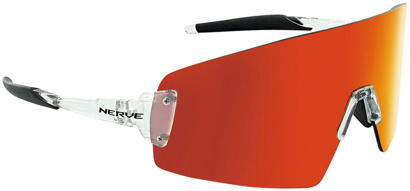 Load image into Gallery viewer, Optic Nerve FixeBLAST Sunglasses - Shiny Crystal Clear Smoke Lens Red Mirror
