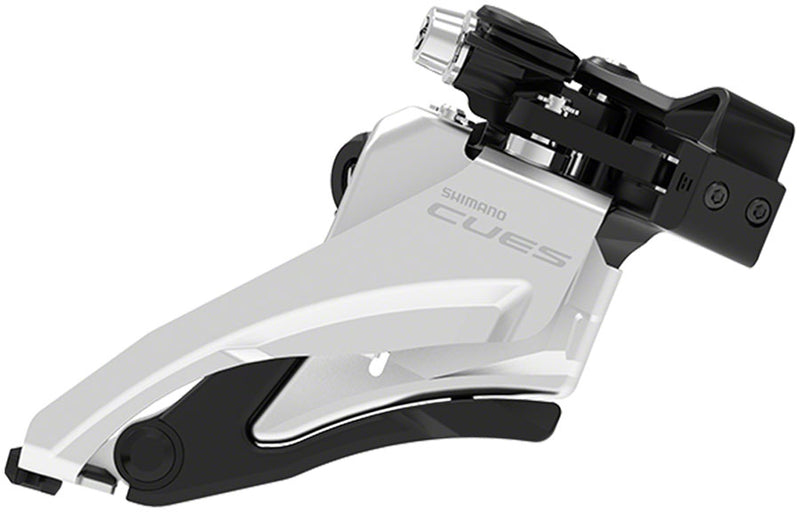 Load image into Gallery viewer, Shimano CUES FD-U4000-M Front Derailleur - 9/10-Speed Double Side Swing Mid Clamp Mount 36/40t Max BLK/Silver
