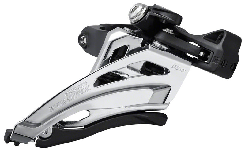 Load image into Gallery viewer, Shimano Deore FD-M5100-M Front Derailleur - 11-Speed Double Mid Clamp Front Pull Clamp Band BLK/Silver
