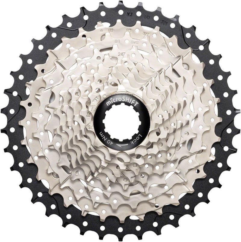 Load image into Gallery viewer, microSHIFT Sword Cassette - 10-Speed 11-38t Alloy Spider Satin Nickel
