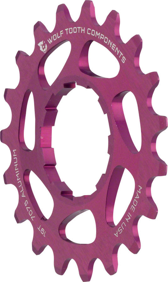 Wolf Tooth Single Speed Aluminum Cog - 19t Compatible 3/32" Chains Purple