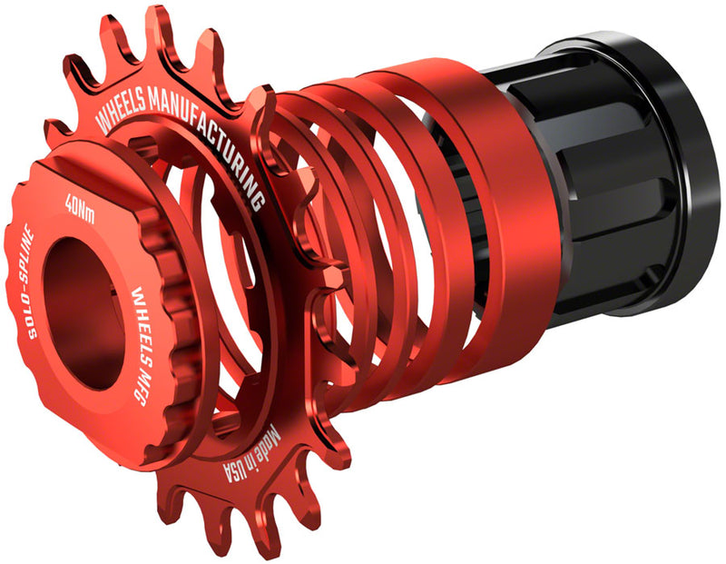 Load image into Gallery viewer, Wheels Manufacturing SOLO-SPLINE Micro Spline Single Speed Conversion Kit - 18t For Shimano Micro Spline Hub Bodies Red
