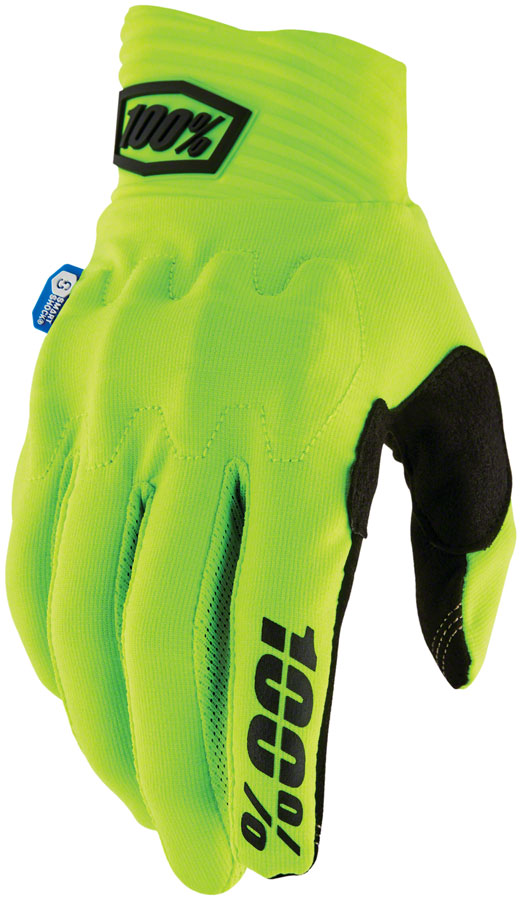 Load image into Gallery viewer, 100% Cognito Smart Shock Gloves - Flourescent Yellow Full Finger Small
