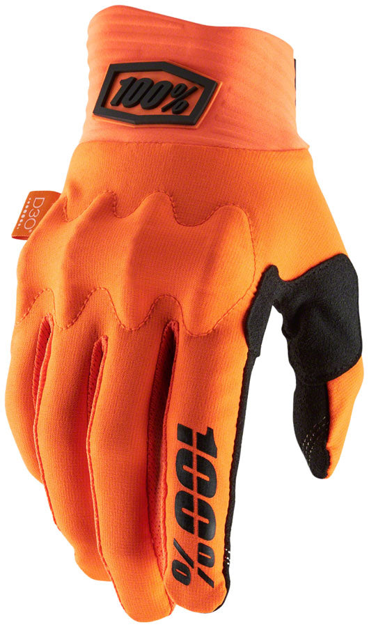 Load image into Gallery viewer, 100% Cognito Gloves - Flourescent Orange/Black Full Finger Men's Small
