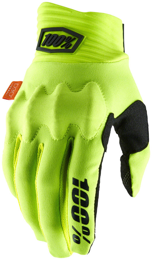 100% Cognito Gloves - Flourescent Yellow/Black Full Finger Men's Small