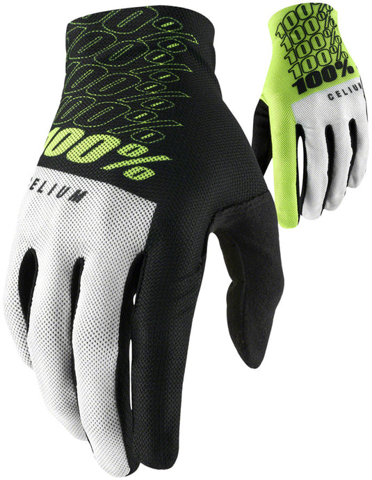 100% Celium Gloves - Yellow Full Finger Men's Small