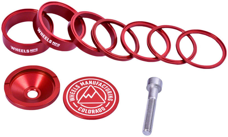 Load image into Gallery viewer, Wheels Manufacturing Pro StackRight Headset Spacer Kit - Red
