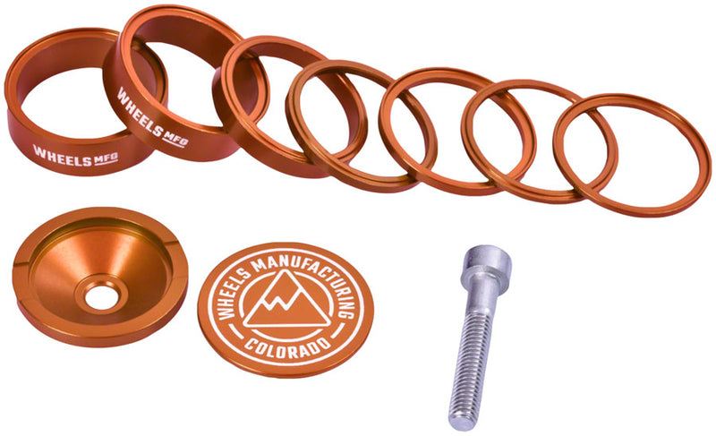 Load image into Gallery viewer, Wheels Manufacturing Pro StackRight Headset Spacer Kit - Orange
