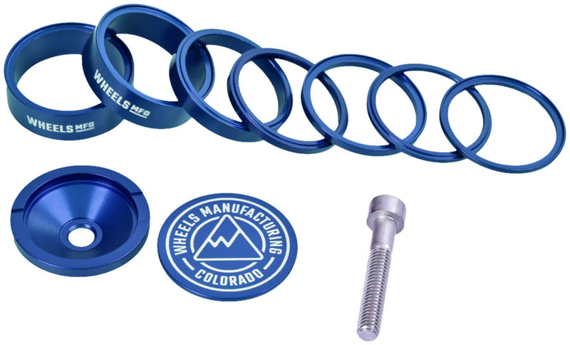 Load image into Gallery viewer, Wheels Manufacturing Pro StackRight Headset Spacer Kit - Blue
