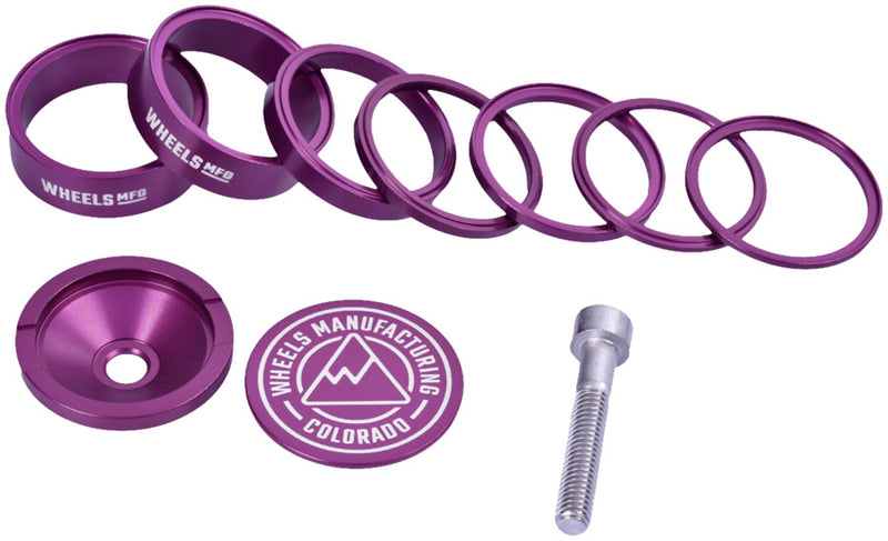 Load image into Gallery viewer, Wheels Manufacturing Pro StackRight Headset Spacer Kit - Purple
