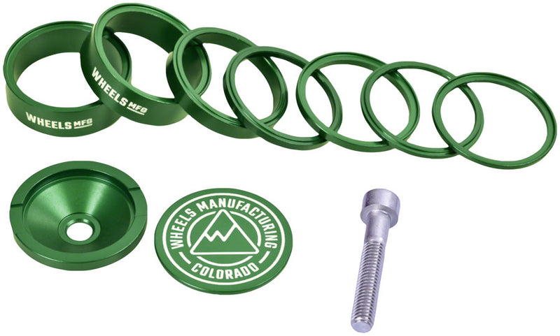 Load image into Gallery viewer, Wheels Manufacturing Pro StackRight Headset Spacer Kit - Green

