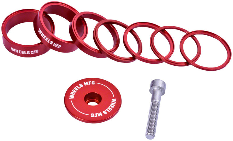 Load image into Gallery viewer, Wheels Manufacturing Essential StackRight Headset Spacer Kit - Red
