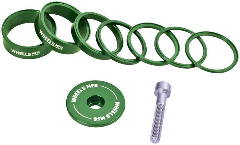 Load image into Gallery viewer, Wheels Manufacturing Essential StackRight Headset Spacer Kit - Green
