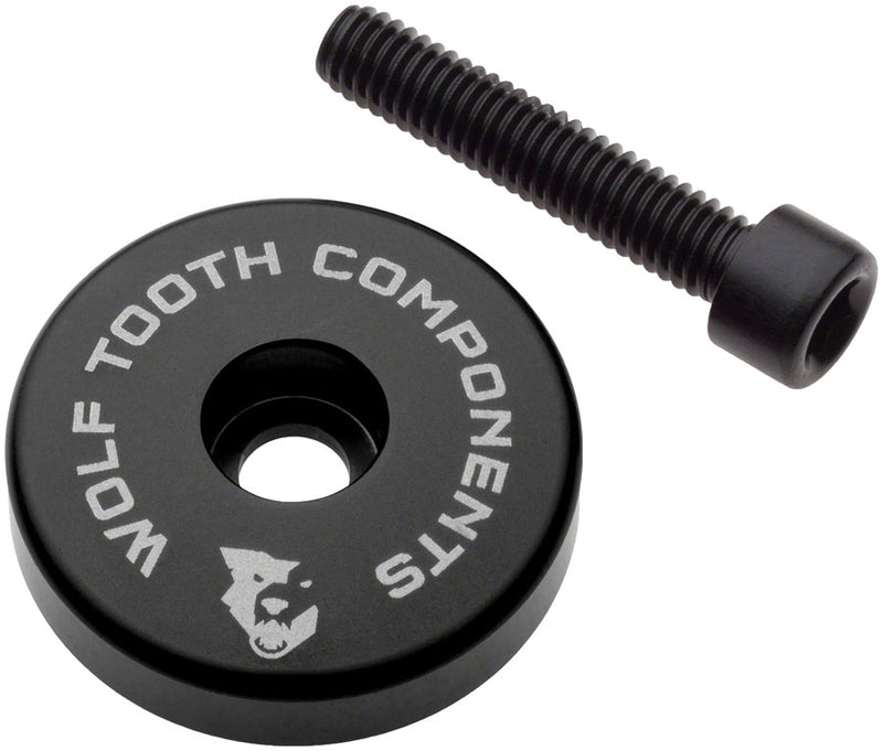 Load image into Gallery viewer, Wolf Tooth Ultralight Stem Cap with Integrated 5mm Spacer - Black
