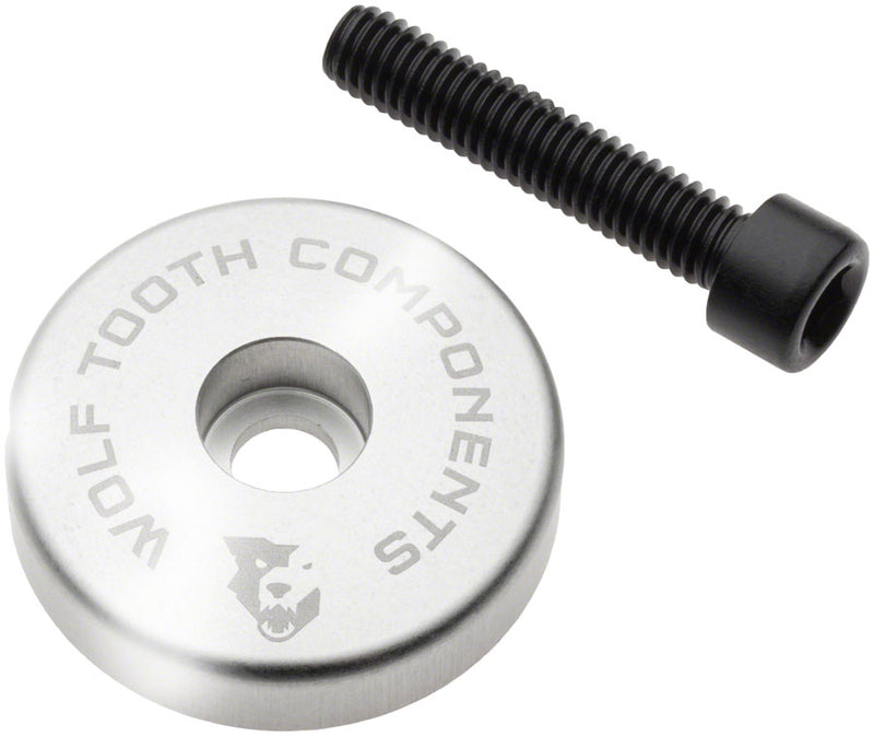 Load image into Gallery viewer, Wolf Tooth Ultralight Stem Cap Integrated 5mm Spacer - 5mm Spacer Raw Silver

