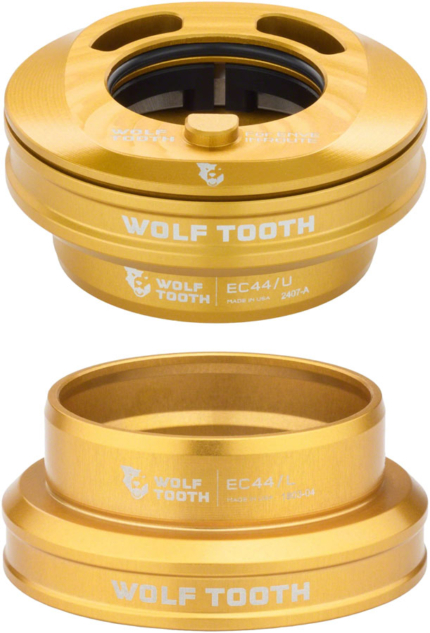Load image into Gallery viewer, Wolf Tooth Premium Internal Headset - EC44 Upper / EC44 Lower For Enve In-Route System Only Gold
