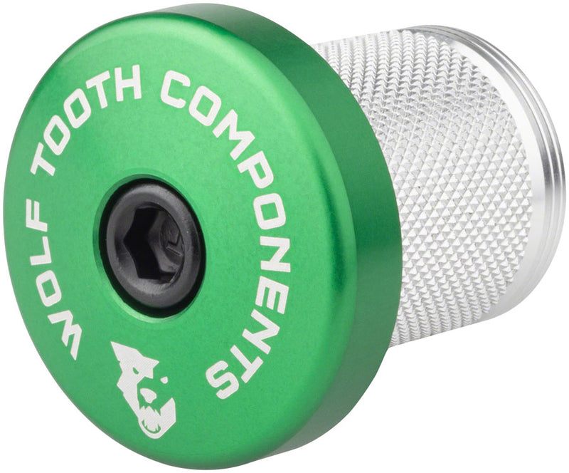 Load image into Gallery viewer, Wolf Tooth Compression Plug with Integrated Spacer Stem Cap Green
