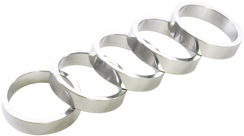 Load image into Gallery viewer, Wheels Manufacturing Aluminum Headset Spacer - 1-1/8" 7.5mm Silver 5-pack
