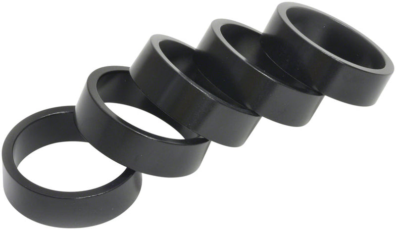 Load image into Gallery viewer, Wheels Manufacturing Aluminum Headset Spacer - 1-1/8" 10mm Black 5-pack
