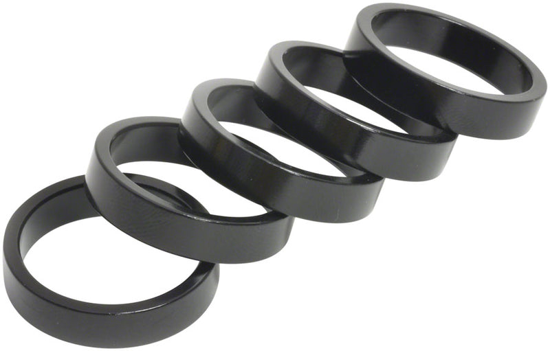 Load image into Gallery viewer, Wheels Manufacturing Aluminum Headset Spacer - 1-1/8" 7.5mm Black 5-pack

