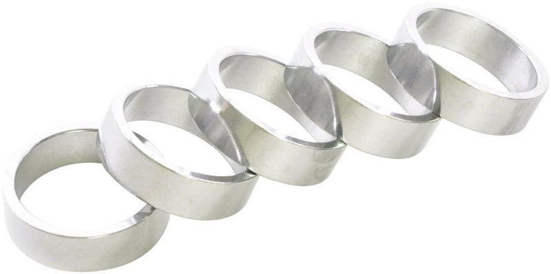 Load image into Gallery viewer, Wheels Manufacturing Aluminum Headset Spacer - 1-1/8" 10mm Silver 5-pack
