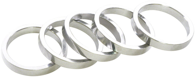 Load image into Gallery viewer, Wheels Manufacturing Aluminum Headset Spacer - 1-1/8" 5mm Silver 5-pack
