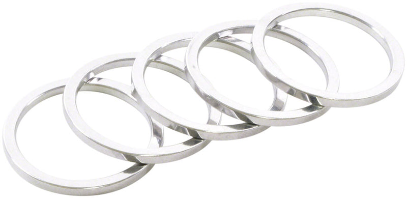 Load image into Gallery viewer, Wheels Manufacturing Aluminum Headset Spacer - 1-1/8" 2.5mm Silver 5-pack
