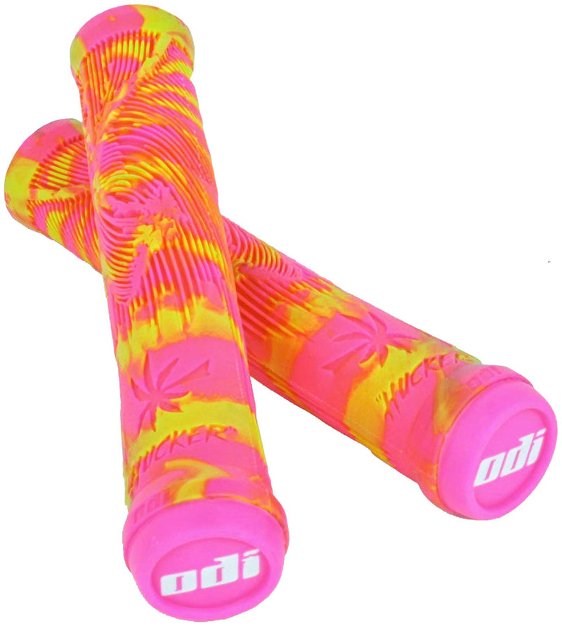 Load image into Gallery viewer, ODI Hucker Grips - Limited Edition Pink/Yellow Swirl Flangeless
