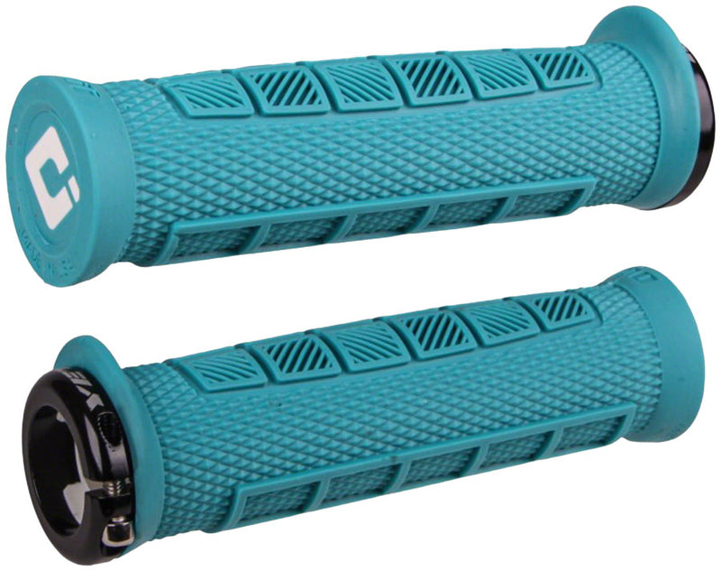 Load image into Gallery viewer, ODI Elite Pro V2.1 Grips - Turquoise/Black Lock-On
