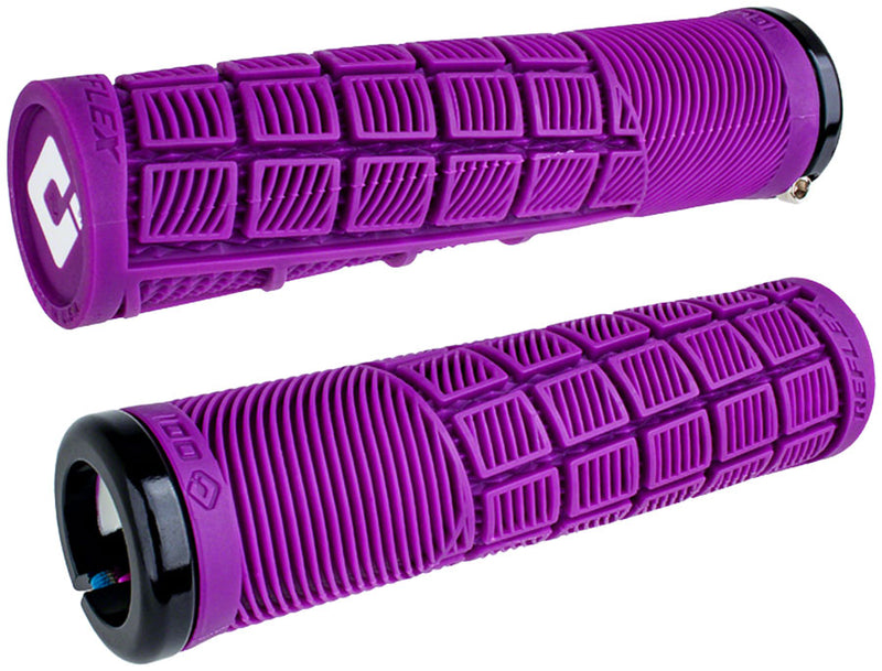 Load image into Gallery viewer, ODI Reflex V2.1 Grips - White/Purple Lock-On
