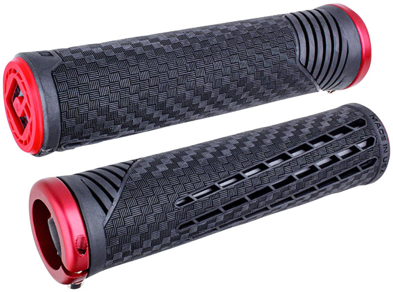 Load image into Gallery viewer, ODI CF V2.1 Grips - Black/Red/Red Lock-On
