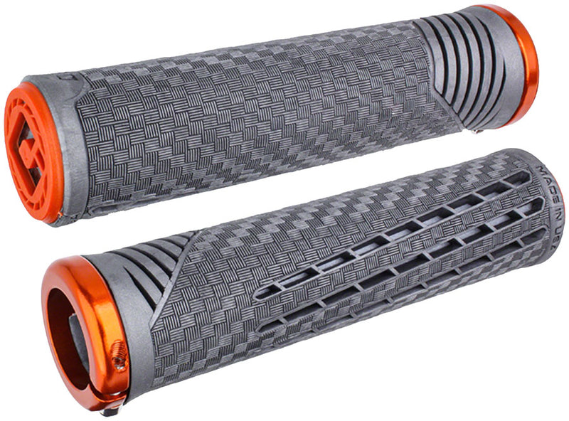 Load image into Gallery viewer, ODI CF V2.1 Grips - Gray/Orange Lock-On
