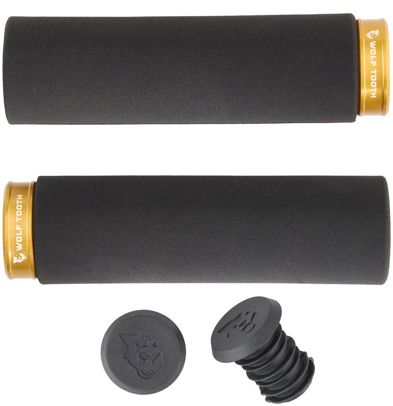 Load image into Gallery viewer, Wolf Tooth Fat Paw Lock-on Grips - Black/Gold

