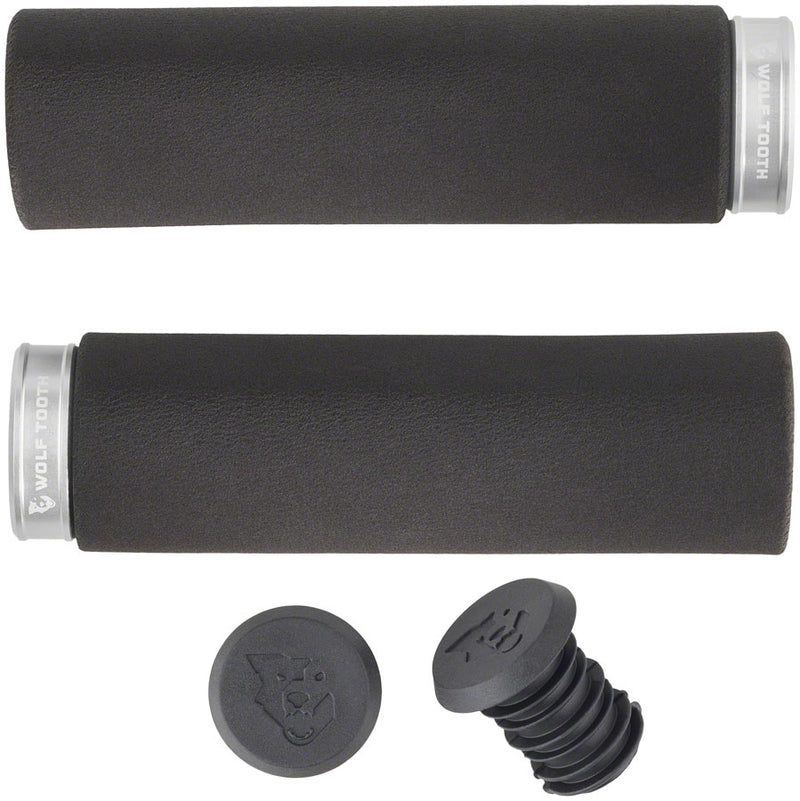 Load image into Gallery viewer, Wolf Tooth Fat Paw Lock-on Grips - Black/Raw Silver
