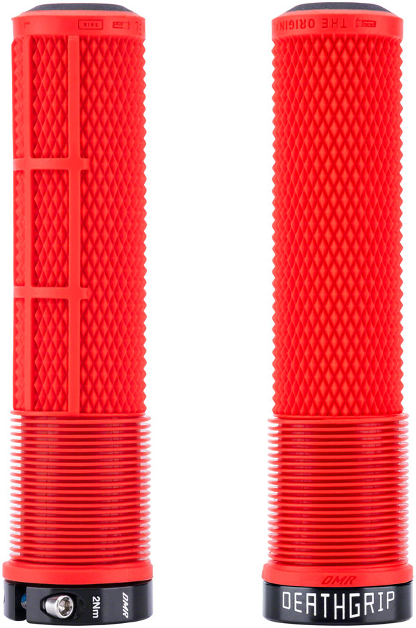 Load image into Gallery viewer, DMR DeathGrip 2 Flangeless Grips - Thin Lock-On Red
