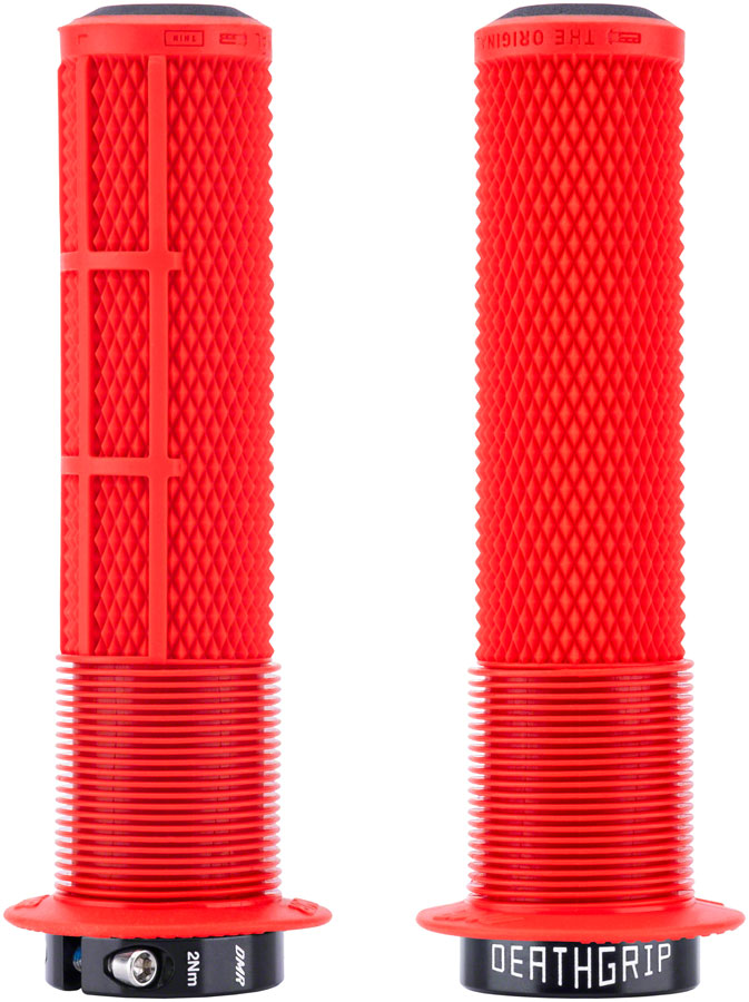 Load image into Gallery viewer, DMR DeathGrip 2 Flanged Grips - Thin Lock-On Red
