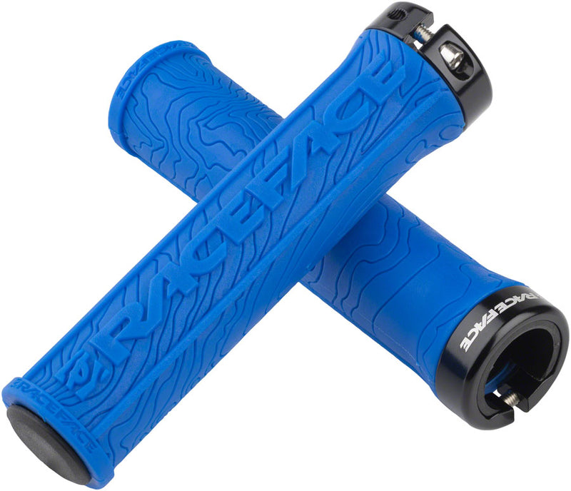 Load image into Gallery viewer, RaceFace Half Nelson Grips - Blue Lock-On
