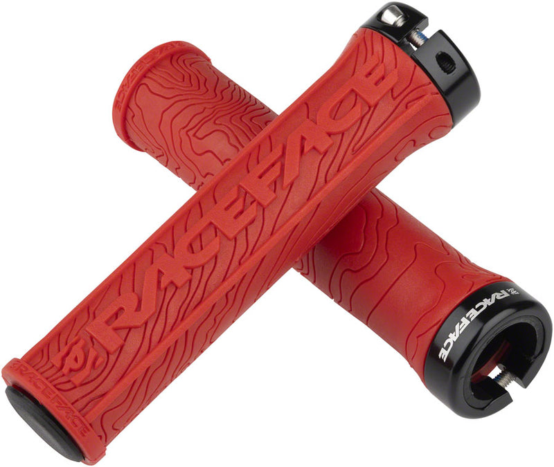 Load image into Gallery viewer, RaceFace Half Nelson Grips - Red Lock-On

