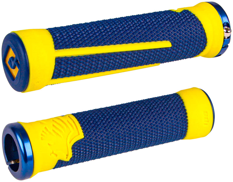 Load image into Gallery viewer, ODI AG2 Grips - Blue Cyber Yellow Lock-On
