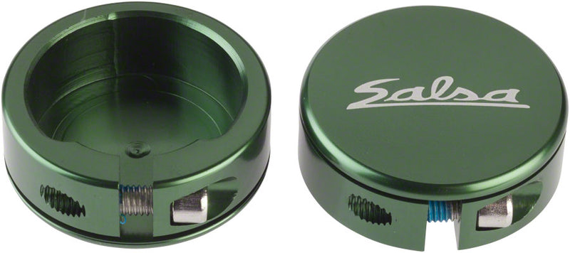 Load image into Gallery viewer, Salsa Lock-On Collars Closed-End Dark Green
