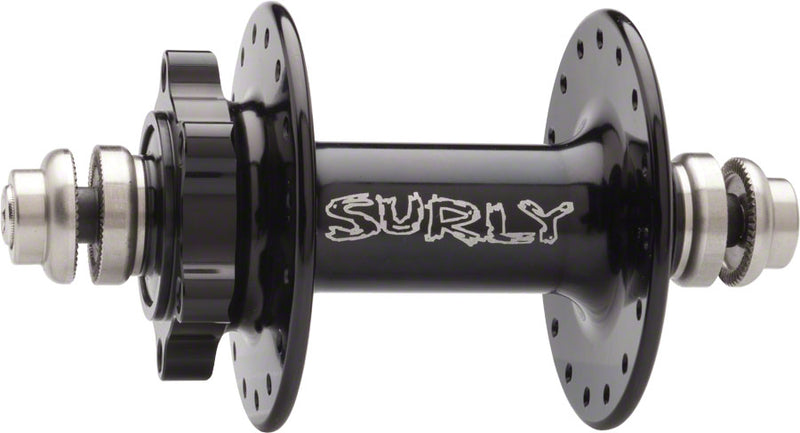 Load image into Gallery viewer, Surly Ultra New Disc Front Hub - QR x 100mm 6-Bolt Black 32h

