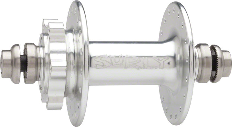 Load image into Gallery viewer, Surly Ultra New Disc Front Hub - QR x 100mm 6-Bolt Silver 32h
