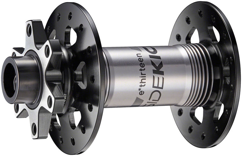 Load image into Gallery viewer, e*thirteen Sidekick Front Hub - 15 x 110mm 6-Bolt Disc BLK/Sterling Silver 28H
