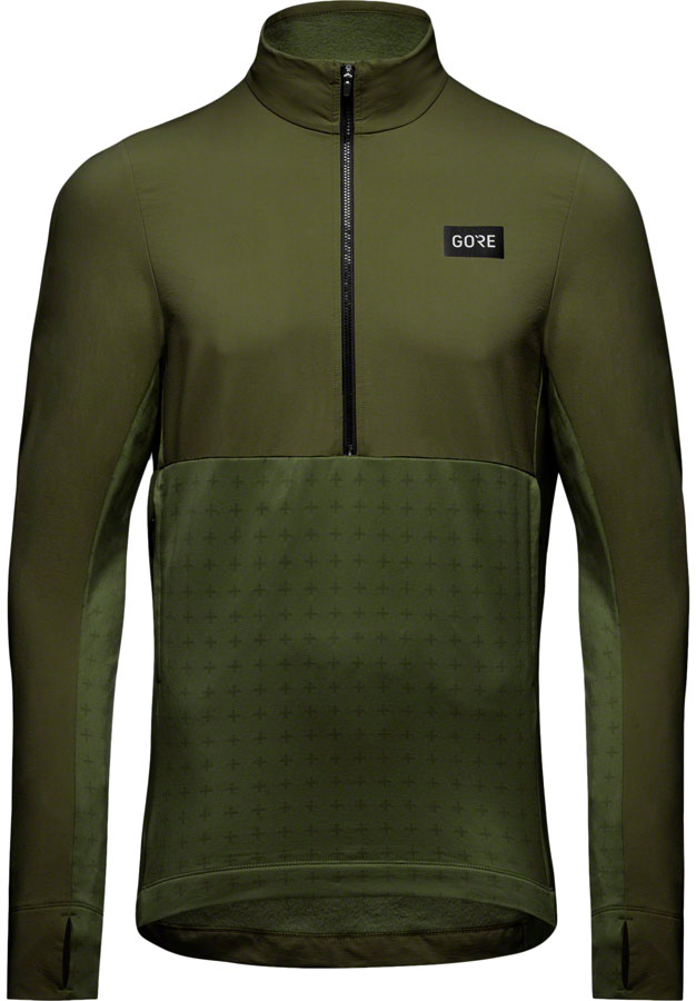 Load image into Gallery viewer, Gorewear Trail KPR Hybrid 1/2-Zip Jersey - Utility Green Men's Small
